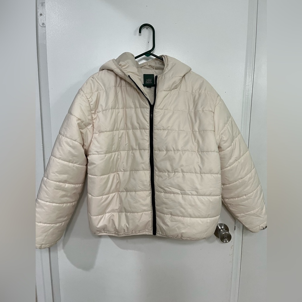 wild fable Cream Hooded Puffer Jacket, size XXL